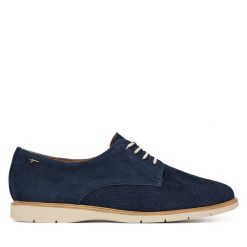 Półbuty Tamaris. Niebieskie półbuty damskie Tamaris, bez wzorów, bez obcasa, na płaskiej podeszwie. Za 399.99 zł.