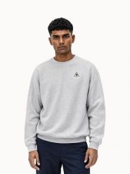 Bluza Le Coq Sportif Contemporain LF N°1. Niebieskie bluzy bez kaptura męskie Le Coq Sportif, bez wzorów, z materiału, eleganckie, bez kołnierzyka, bez ramiączek. Za 435.00 zł.
