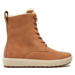 Botki ECCO. Brązowe botki damskie ECCO, bez obcasa, na płaskiej podeszwie, bez zapięcia. Za 719.99 zł.