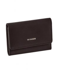 Portfel damski WINGS WILLOW mały elegancki BLACK. Czarne portfele damskie Wings, bez wzorów, z materiału. Za 59.90 zł.