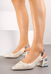 Beżowe Sandały Ażurowe na Obcasie z Metaliczną Wstawką i Skórzaną Wkładką Milindaia. Brązowe sandały damskie Born2be, w ażurowe wzory, z jeansu, bez obcasa, na obcasie. Za 109.99 zł.