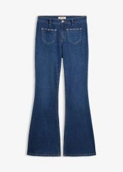 Jeansy Bootcut, średni stan. Niebieskie jeansy damskie bonprix. Za 154.99 zł.