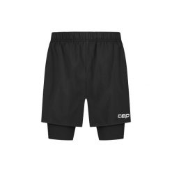 Szorty 2 w 1 CEP Compression Core Run. Czarne szorty męskie CEP, bez kołnierzyka. Za 379.00 zł.