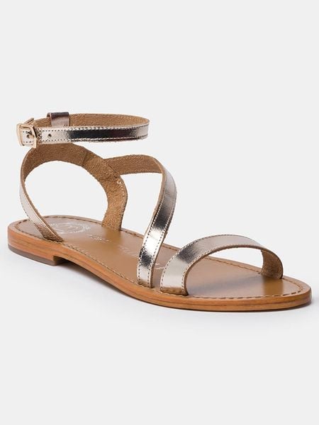 Les BAGATELLES Skórzane sandaly "Coney" w kolorze złotym rozmiar: 39. Żółte sandały damskie Les BAGATELLES, bez wzorów, ze skóry, bez obcasa. Za 131.74 zł.