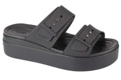 Sandały CROCS BROOKLYN W Czarny. Czarne sandały damskie Crocs, bez wzorów, z materiału, bez obcasa. Za 272.95 zł.