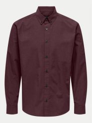 Only & Sons Koszula Pete 22033255 Bordowy Regular Fit. Czerwone koszule męskie Only & Sons, m, bez wzorów, z bawełny, bez kołnierzyka, bez ramiączek. Za 79.99 zł.