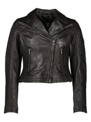 HIS Skórzana kurtka w kolorze czarnym rozmiar: 40. Czarne kurtki damskie HIS, bez wzorów, ze skóry, bez kaptura. Za 617.95 zł.