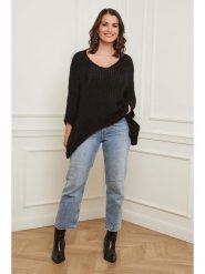 Curvy Lady Sweter w kolorze czarnym rozmiar: 40/42. Czarne swetry klasyczne damskie Curvy Lady, z asymetrycznym kołnierzem. Za 87.81 zł.