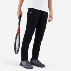 Spodnie tenisowe męskie Artengo Soft. Czarne spodnie materiałowe męskie ARTENGO, bez wzorów, z bawełny, sportowe. Za 119.99 zł.