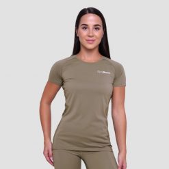 Koszulka damska do biegania regular fit vetiver Pulse. Zielone topy sportowe damskie GYMBEAM, xl, bez wzorów, z elastanu, bez ramiączek. Za 63.90 zł.