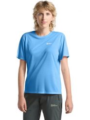 Jack Wolfskin Koszulka funkcyjna "Vonnan" w kolorze niebieskim rozmiar: XS. Niebieskie bluzki sportowe damskie Jack Wolfskin, xs, bez wzorów, z materiału, bez ramiączek. Za 100.99 zł.