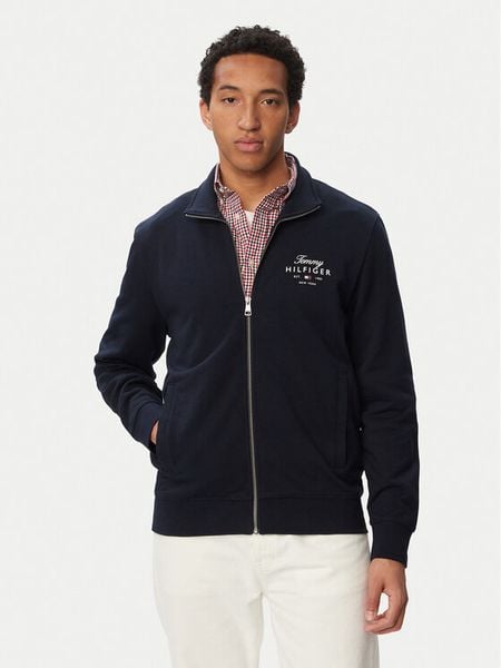 Tommy Hilfiger Bluza Script Stack MW0MW43219 Granatowy Regular Fit. Niebieskie bluzy bez kaptura męskie Tommy Hilfiger, m, z bawełny. Za 489.99 zł.