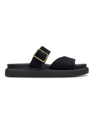 Clarks Skórzane klapki "Aristella Mule" w kolorze czarnym rozmiar: 39,5. Czarne klapki damskie Clarks, bez wzorów, bez obcasa. Za 157.73 zł.