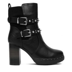 Botki Beverly Hills Polo Club. Czarne botki damskie Beverly Hills Polo Club, bez obcasa, na słupku, bez zapięcia. Za 319.99 zł.