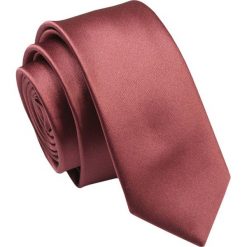 Krawat (Śledź) Męski 5 cm, Mahoniowy, Wąski, Gładki -ALTIES. Brązowe krawaty i muchy męskie Alties, bez wzorów, z tkaniny, eleganckie. Za 35.00 zł.
