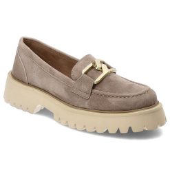 Beżowe Półbuty Filippo Eleganckie Obuwie Damskie. Brązowe półbuty damskie Filippo, bez wzorów, z materiału, eleganckie, bez obcasa. Za 169.00 zł.
