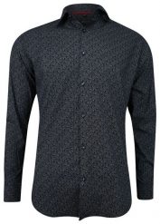 Ciemna Granatowa Koszula Wizytowa, Długi Rękaw -BELLO- Taliowana, Elegancka, Wzór Paisley. Niebieskie koszule męskie Bello, bez wzorów, z bawełny, bez kołnierzyka, bez ramiączek. Za 169.00 zł.