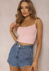 Różowy Top Tryphitheme. Czerwone topy damskie Renee, l, z aplikacjami, z bawełny, bez kołnierzyka. Za 14.99 zł.