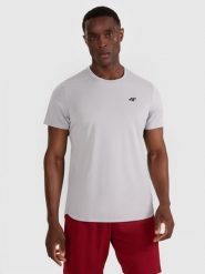 4F Koszulka treningowa szybkoschnąca męska - szara L. Szare t-shirty sportowe męskie 4f, l, z elastanu, bez ramiączek, na fitness i siłownię. Za 129.99 zł.
