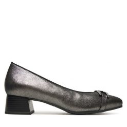 Półbuty Caprice. Szare półbuty damskie Caprice, bez wzorów, bez obcasa, na obcasie. Za 299.99 zł.
