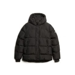 Damska kurtka z kapturem Superdry. Czarne kurtki damskie Superdry., na zimę, xs, bez wzorów, z materiału, z kapturem. Za 570.55 zł.
