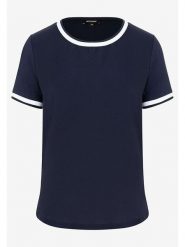 More & More Koszulka w kolorze granatowym rozmiar: 34. Niebieskie bluzki damskie MORE & MORE, s, bez wzorów, z wiskozy, bez kołnierzyka. Za 65.38 zł.