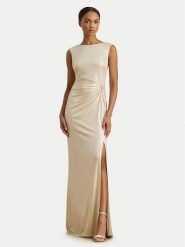 LAUREN RALPH LAUREN Sukienka wieczorowa 253P04060001 Beżowy Slim Fit. Brązowe sukienki damskie Lauren Ralph Lauren, bez wzorów, z syntetyku, wizytowe, bez kołnierzyka, bez ramiączek. Za 1,739.00 zł.