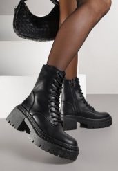 Czarne Botki Workery Vices na Platformie z Metaliczną Aplikacją Violosa. Czarne botki damskie Renee, z jeansu, bez obcasa, na platformie, bez zapięcia. Za 149.99 zł.