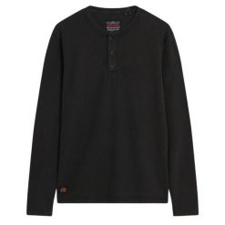 Koszulka z długim rękawem i wytłoczonym tunezyjskim kołnierzykiem Superdry. Czarne koszulki męskie z długim rękawem Superdry., s, z bawełny. Za 196.30 zł.