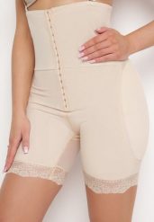 Beżowe Majtki Modelujące z Wysokim Stanem i Push-Upem Venalsse. Brązowe bielizna wyszczuplająca Born2be, z koronki. Za 79.99 zł.