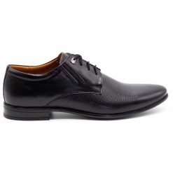 Olivier Buty wizytowe 482 czarne. Czarne buty wizytowe męskie z jeansu, bez zapięcia. Za 367.89 zł.