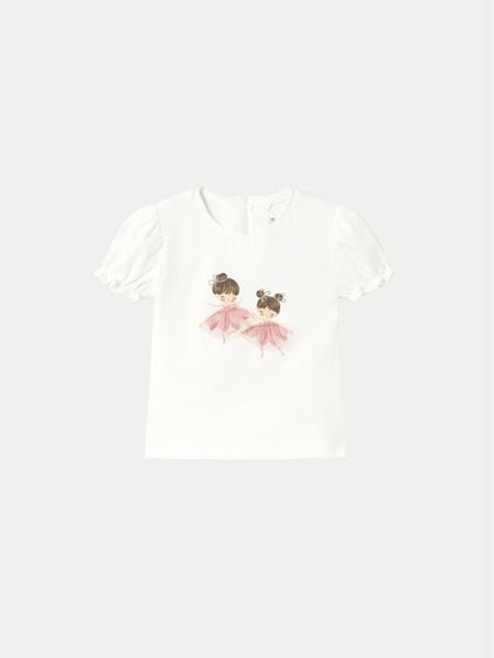 Mayoral T-Shirt 1041 Écru Regular Fit. Koszulki dziewczęce Mayoral, m, bez wzorów, z bawełny, bez ramiączek. Za 59.99 zł.