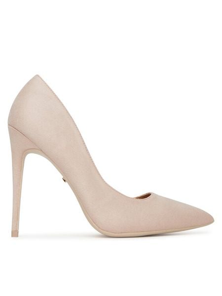 DeeZee Szpilki DZ0023 Beżowy. Brązowe szpilki DeeZee, bez wzorów, z materiału, bez obcasa. Za 159.99 zł.