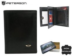 Portfel skórzany PETERSON PTN 22310-VT czarny. Czarne portfele męskie Peterson, bez wzorów. Za 104.00 zł.