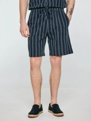 Szorty męskie z domieszką lnu granatowe Gofrisz 403. Niebieskie szorty męskie Big Star, na lato, bez wzorów, z bawełny, casualowe. Za 139.99 zł.