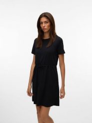 Vero Moda Sukienka w kolorze czarnym rozmiar: L. Czarne sukienki damskie Vero Moda, l, bez wzorów, z materiału, bez kołnierzyka, bez ramiączek, mini, rozkloszowane. Za 78.84 zł.