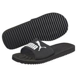 Klapki Puma Purecat unisex. Białe klapki damskie Puma, bez wzorów, z materiału, bez obcasa. Za 64.99 zł.