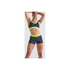 Spodenki fitness kardio damskie FST 500 z nadrukiem. Niebieskie spodenki sportowe damskie DOMYOS, xs, z elastanu, na fitness i siłownię. Za 39.99 zł.