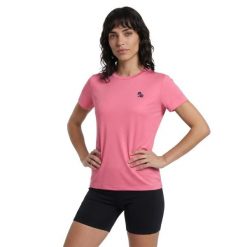 Koszulka turystyczna damska z krótkim rękawem TIKKY. Czerwone bluzki sportowe damskie Aulp, l, z materiału, bez kołnierzyka, bez ramiączek. Za 79.99 zł.