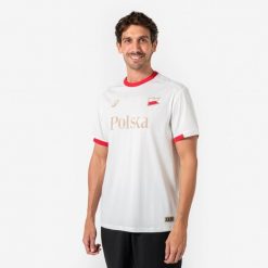 Koszulka piłkarska Polska dla kibiców. Białe t-shirty damskie KIPSTA, l, bez wzorów, z materiału, bez kołnierzyka. Za 44.99 zł.