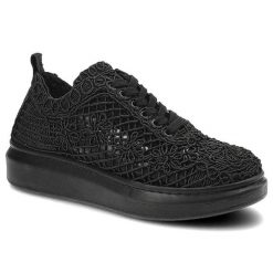Półbuty damskie Artiker, tekstylna cholewka z ażurowym koronkowym wzorem klasyczne sznurowanie podwyższona platforma, czarne, 50C1114. Czarne półbuty damskie Artiker, w ażurowe wzory, z koronki, casualowe, bez obcasa, na platformie. Za 144.99 zł.