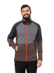 Jack Wolfskin Kurtka polarowa w kolorze brązowo-szarym rozmiar: L. Brązowe kurtki męskie Jack Wolfskin, l, bez wzorów, z materiału, bez kaptura. Za 193.24 zł.