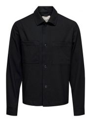 ONLY & SONS Kurtka koszulowa "Miro" w kolorze czarnym rozmiar: S. Czarne kurtki męskie Only & Sons, s, bez wzorów, z poliamidu, bez kaptura. Za 136.45 zł.