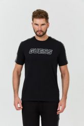 GUESS Czarny t-shirt Arlo Cn. Czarne t-shirty męskie Guess, l, z aplikacjami, bez kołnierzyka. W wyprzedaży za 119.99 zł.