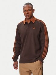 Adidas Bluza 3-Stripes Rugby Longsleeve Polo KE4112 Brązowy Regular Fit. Brązowe bluzy bez kaptura męskie Adidas, m, z bawełny. Za 239.99 zł.
