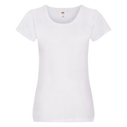 Oryginalny Gładki T-shirt Dla Kobiet. Białe t-shirty damskie Fruit of the Loom, m, bez wzorów, bez kołnierzyka. Za 40.99 zł.