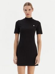 Guess Sukienka codzienna V6RK04 J1314 Czarny Regular Fit. Czarne sukienki damskie Guess, na co dzień, xxs, z aplikacjami, z bawełny, bez kołnierzyka, bez ramiączek, proste. Za 269.99 zł.
