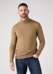 WRANGLER MĘSKA SWETER ROLL NECK KNIT LEAD GREY 112343113 W8D4016778. Szare swetry męskie Wrangler, m, bez wzorów, bez kołnierzyka. Za 199.99 zł.