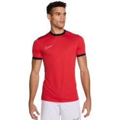 Koszulka męska Nike Dri-FIT Academy SS Top. Czerwone t-shirty sportowe męskie Nike, m, z poliesteru, bez ramiączek, do piłki nożnej, dri-fit (nike). Za 76.99 zł.