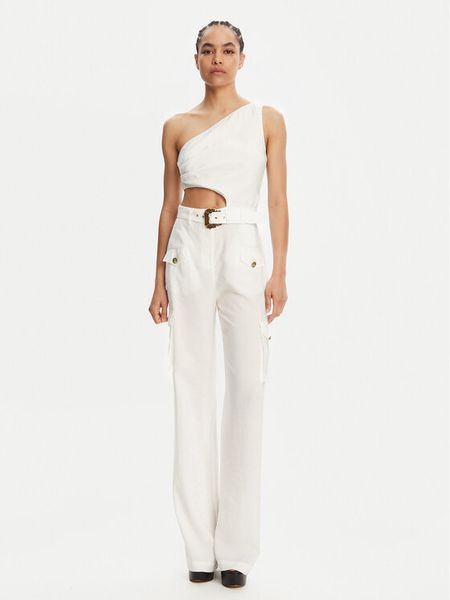 Versace Jeans Couture Kombinezon 78HAN000 Biały Regular Fit. Białe kombinezony damskie Versace Jeans Couture, bez wzorów, z jeansu, bez kołnierzyka, bez ramiączek. Za 2,289.00 zł.